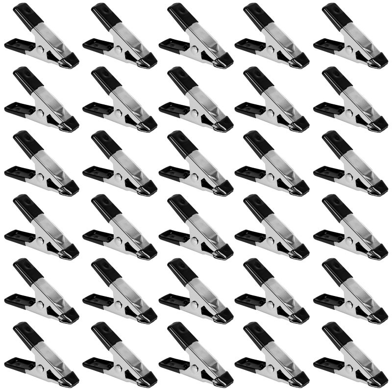 HANSOM 30 Pcs Small ClampsGarden 2 Inch Mini Spring Clips Clamps Heavy Duty for CraftsBackdropGreenhouseMetal Chip Clips Open Mouth is 34 Inch for Woodworking Photography