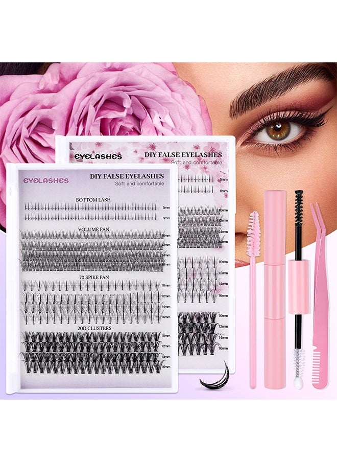 Julystar - Diy False Eyelashes—4 Styles DIY Eyelash Extension Kit, Segmented Corner Lashes 404 Lash Clusters, Mixed Eyelash Extension Lashes Cluster, Natural C Curl Eyelash Set, Brush Like Thick Eyelashes - Image 1