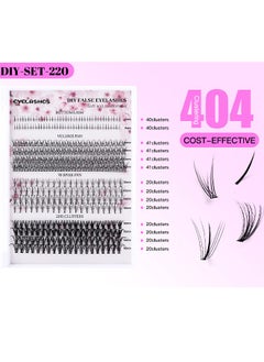 Julystar Diy False Eyelashes—4 Styles DIY Eyelash Extension Kit, Segmented Corner Lashes 404 Lash Clusters, Mixed Eyelash Extension Lashes Cluster, Natural C Curl Eyelash Set, Brush Like Thick Eyelashes  - Image 4