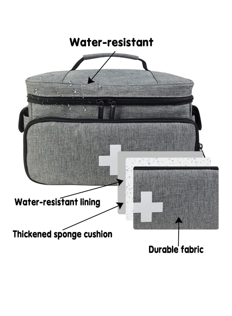 Generic Portable First Aid Bag, Empty Medical Supplies Bag with a Mini Pouch Travel Medicine Bag Cosmetic Organizer for Home Camping Hiking Office (Grey)  - Image 4