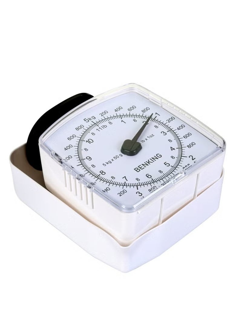 بينكينج ميزان مطبخ تناظري على الطراز القديم مع وعاء واحد من البلاستيك ومقياس وزن ميكانيكي يصل وزنه إلى 5 كجم (أبيض) - Image 2