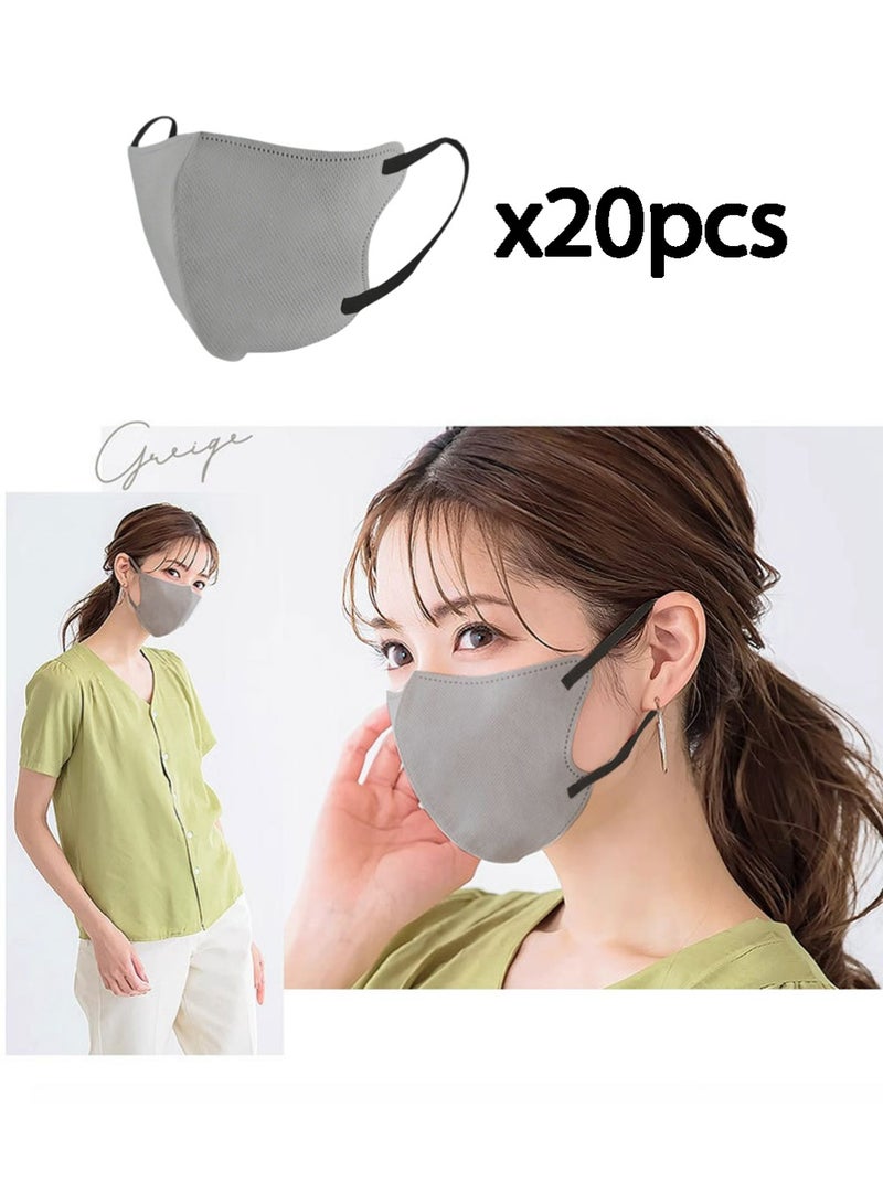 لاسيدو أقنعة الوجه 20PCS للبالغين ، أقنعة الغبار التنفسية ثلاثية الأبعاد KN95 ملفوفة بشكل فردي مع مرنة Earloop ومقاطعة الأنف ، مثالية للمكتب والسفر والحماية اليومية - Image 1