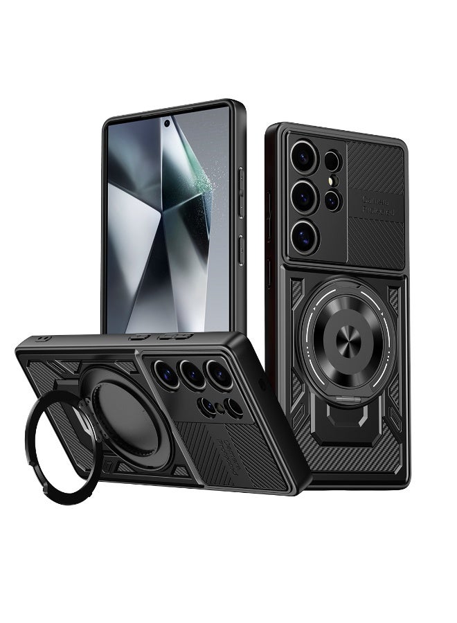 جراب وغطاء حماية مقاوم للصدمات وحمايه للكاميرا ومتوافق مع Samsung Galaxy S26 Ultra (أسود)