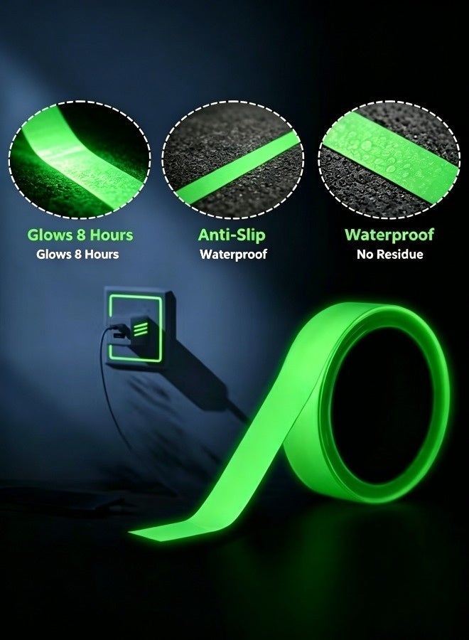 SenRan 2 Pack Glow in The Dark Tape, 1.5cm x 10m Waterproof Luminous Anti-Slip Tape, Fluorescent Stair Step Safety Marking Strip for Indoor Outdoor Night Warning Decoration - Image 4