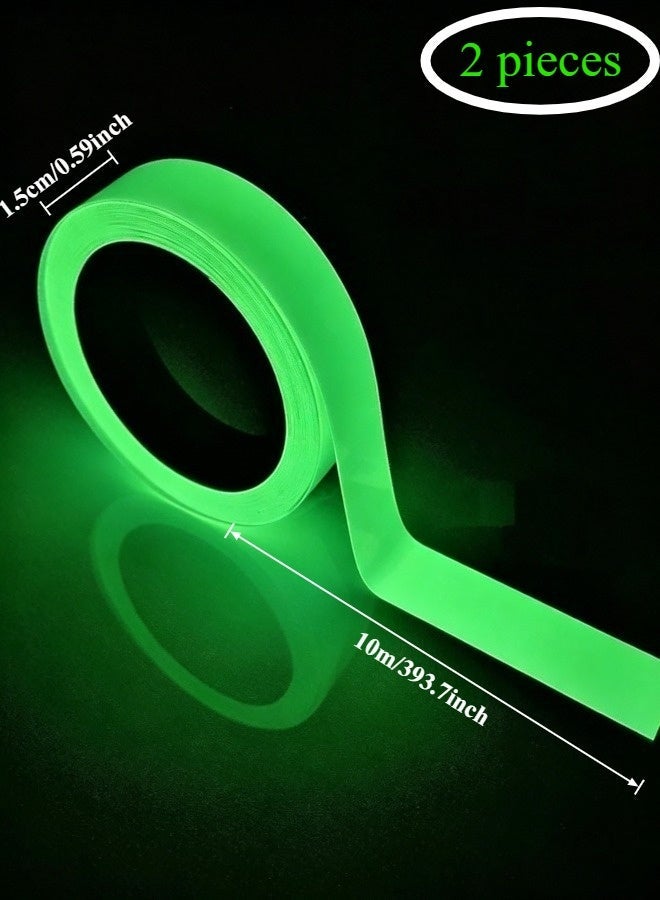 SenRan 2 Pack Glow in The Dark Tape, 1.5cm x 10m Waterproof Luminous Anti-Slip Tape, Fluorescent Stair Step Safety Marking Strip for Indoor Outdoor Night Warning Decoration - Image 2