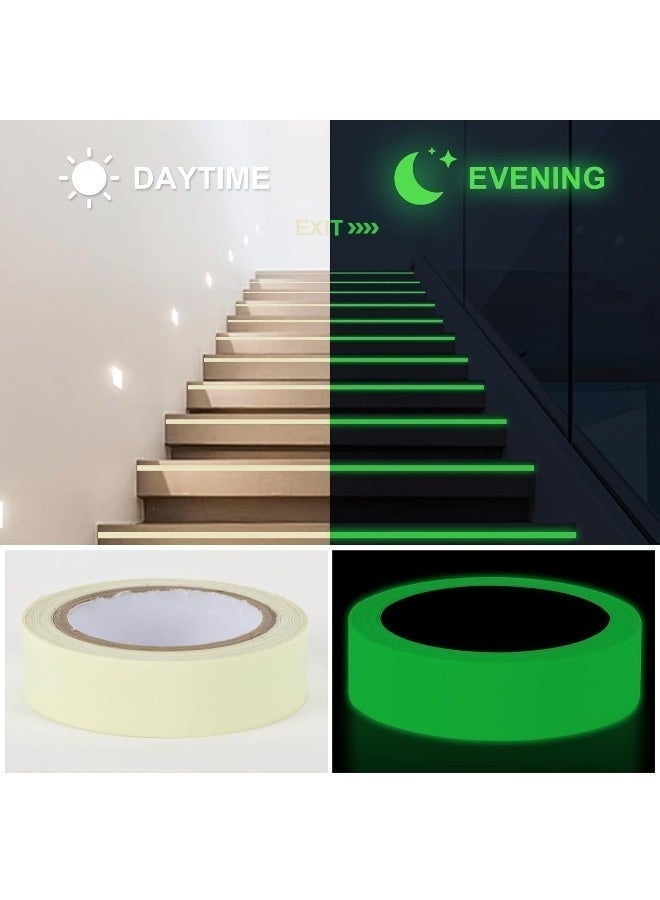 SenRan 2 Pack Glow in The Dark Tape, 1.5cm x 10m Waterproof Luminous Anti-Slip Tape, Fluorescent Stair Step Safety Marking Strip for Indoor Outdoor Night Warning Decoration - Image 3