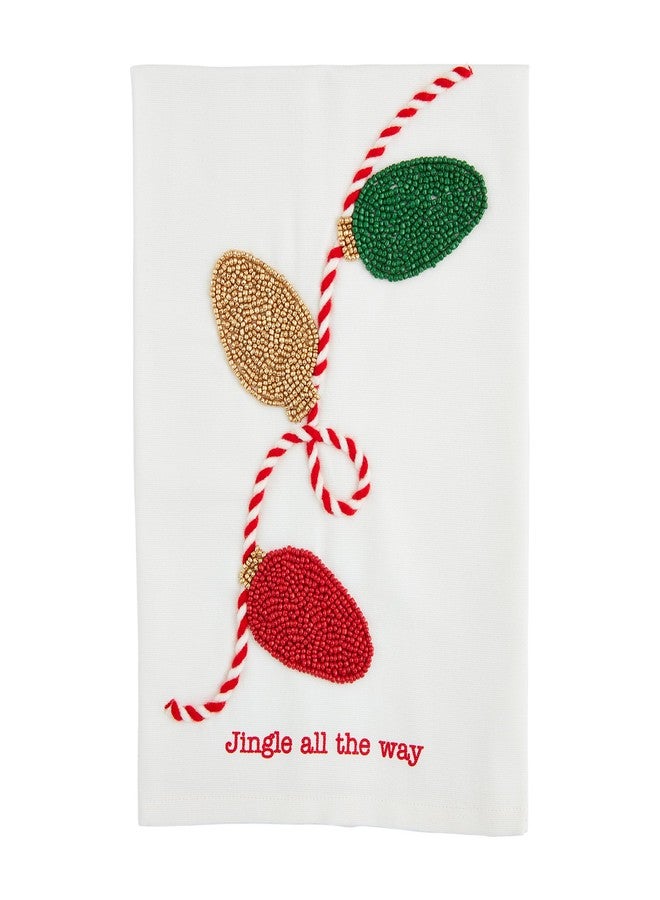 Mud Pie Christmas Bead Towel, Lights, 21" x 14"