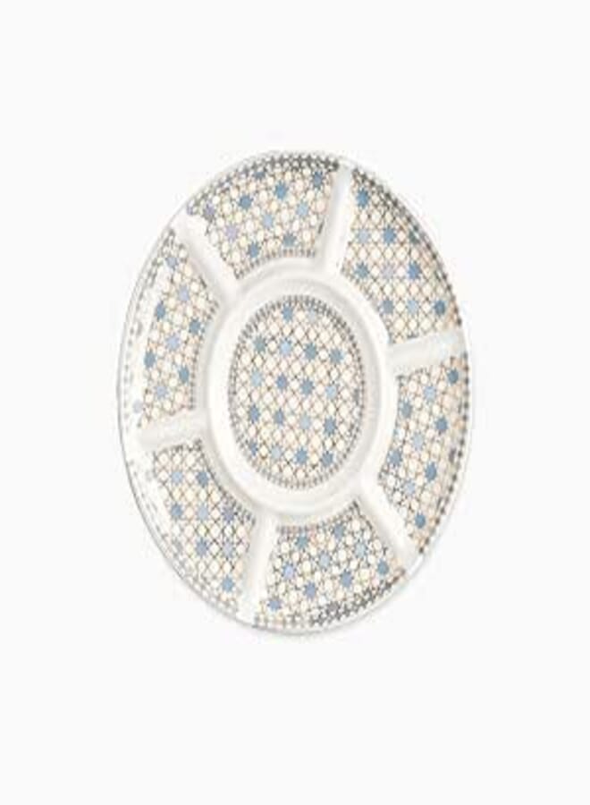 Rosa Arabesque Porcelain Divided Serving Plate, 7-Compartments, 30 cm Size