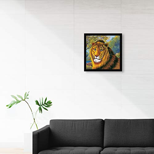 ArtX Paper Lion Leo The King Of The Jungle Wall Art Painting, Multicolor, Wildlife, 13X13 in, Set of 1 - Image 2