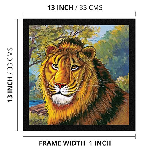 ArtX Paper Lion Leo The King Of The Jungle Wall Art Painting, Multicolor, Wildlife, 13X13 in, Set of 1 - Image 3