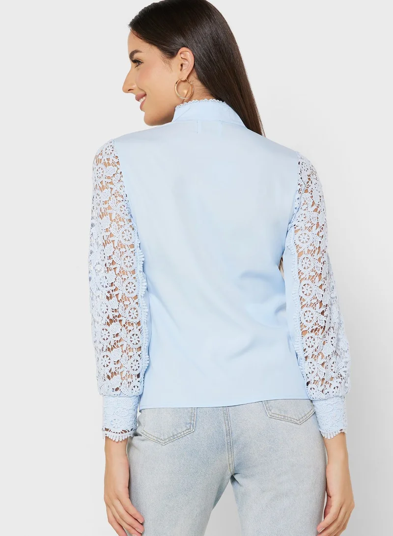 ELLA Crochet Sleeve Detail Top