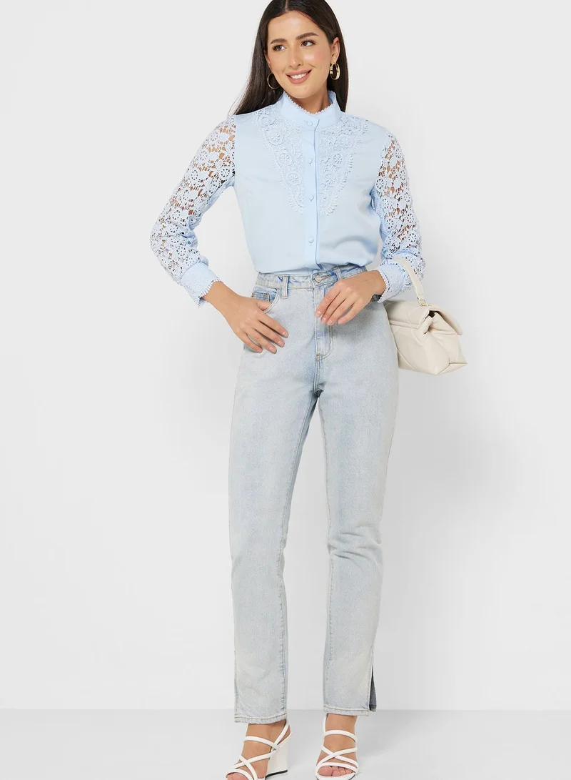 ELLA Crochet Sleeve Detail Top