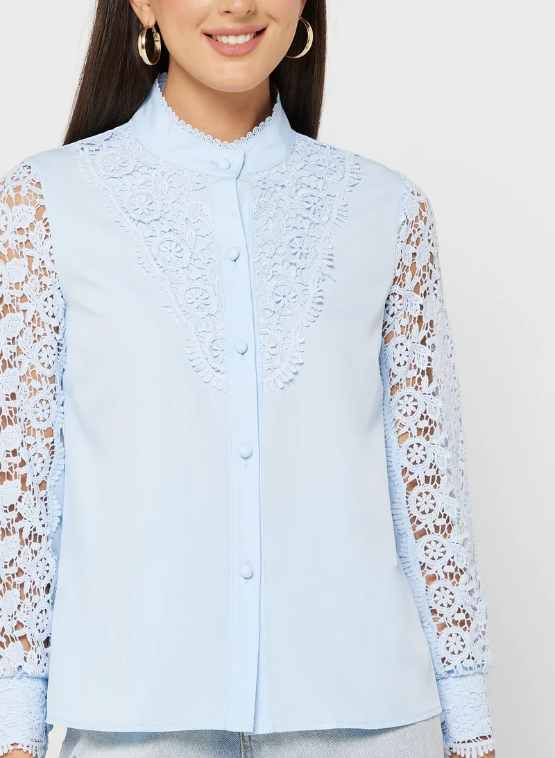 ELLA Crochet Sleeve Detail Top
