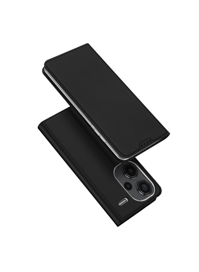 Case Cover For Xiaomi Redmi Note 13 Pro+ 5G DUX DUCIS Skin Pro Series Flip Leather Phone Case Black