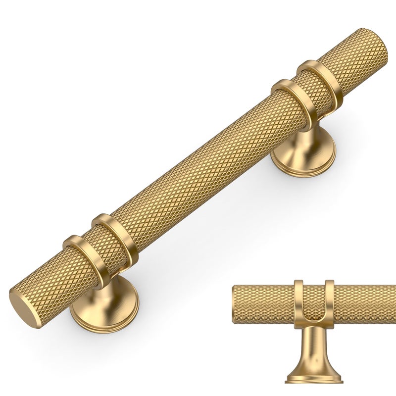 Amerdeco 10 Pack Knurled Champagne Bronze Cabinet Pulls 5 Inch Length 3 Inch Hole Center Kitchen Cabinet Handles for Drawer Cupboard and Wardrobe - Image 2