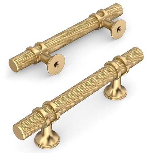 Amerdeco 10 Pack Knurled Champagne Bronze Cabinet Pulls 5 Inch Length 3 Inch Hole Center Kitchen Cabinet Handles for Drawer Cupboard and Wardrobe - Image 3