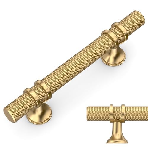 Amerdeco 10 Pack Knurled Champagne Bronze Cabinet Pulls 5 Inch Length 3 Inch Hole Center Kitchen Cabinet Handles for Drawer Cupboard and Wardrobe - Image 1