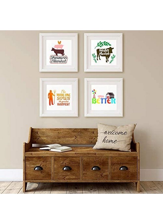 Zonon - 20 Pieces Farmhouse Stencils Reusable Farm Painting Stencils Farm Theme Drawing Art Template For Scrapbooking Drawing Tracing Diy Furniture Wall Floor Fabric Decors 2 Sizes And 20 Patterns - Image 1