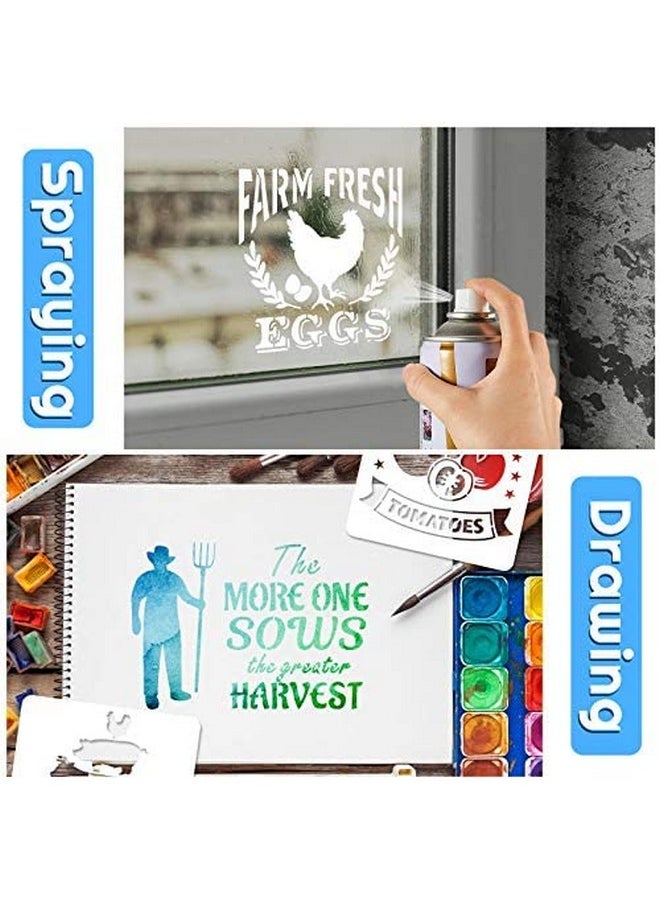 Zonon - 20 Pieces Farmhouse Stencils Reusable Farm Painting Stencils Farm Theme Drawing Art Template For Scrapbooking Drawing Tracing Diy Furniture Wall Floor Fabric Decors 2 Sizes And 20 Patterns - Image 1