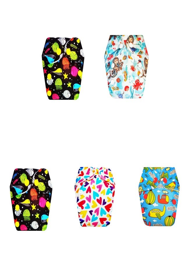 حفاضات قماشية فاخرة من دمبلدو للأطفال حديثي الولادة مع حشوة داخلية (عبوة من 5 قطع) | مضادة للحساسية | قابلة لإعادة الاستخدام والغسل | سهلة التنظيف | موثوق بها من قبل الأمهات | من 0 إلى 4 أشهر | للجنسين - Image 1