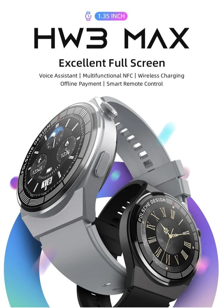 Generic HW3 Max Smart Watch With Full Screen Works With the Android And IOS System Quick Response Wireless Charging Sport Mode - Voice Assistant - Health Monitoring -  Multifunctional NFC  - Image 1