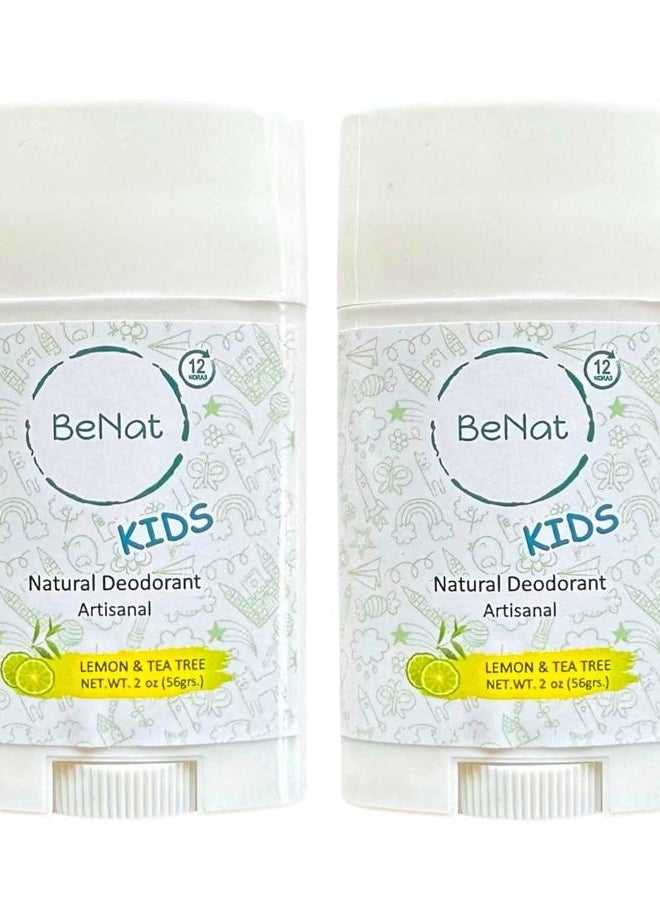 BeNat . 2-pack. Artisanal, All-Natural Deodorant for KIDS. 2-oz. Simple, Safe and Effective natural ingredients that really Work! Crafted with LOVE in Small Batches. - Image 1