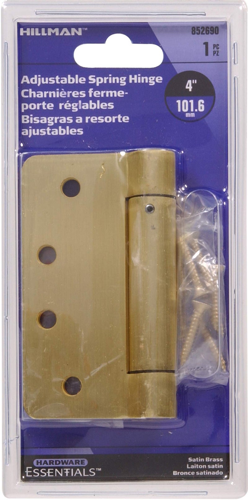 Hardware Essentials 852690 Adjustable 1/4" Round Corner Satin Brass Spring Hinges 4" - Image 2