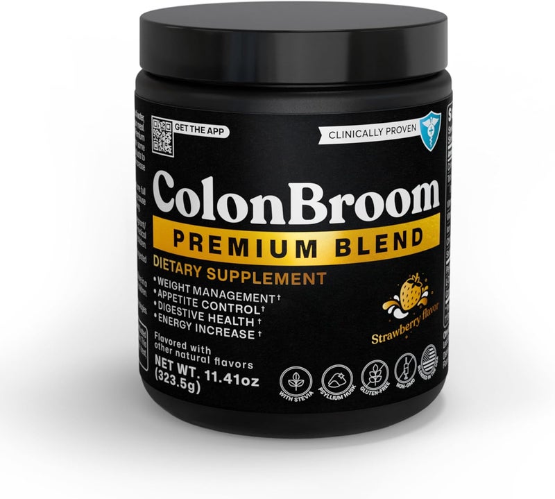 ColonBroom Premium Powder Supplement Strawberry  Colon Broom Psyllium Husk Fiber Powder Drink  Gluten Free NonGMO Colon Cleanse for Bloating Relief  Gut Health 50 Servings - Image 1