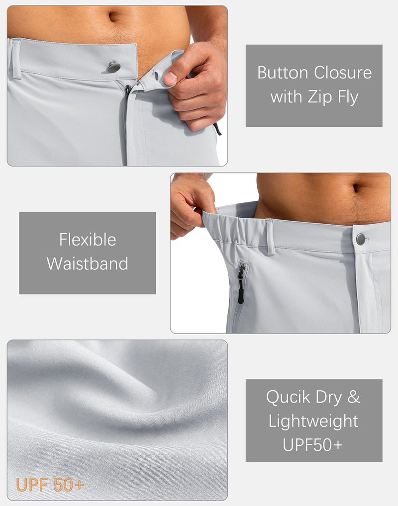 Pudolla Men's Hiking Cargo Shorts 9" Lightweight Outdoor Work Shorts for Men Travel Golf Camping Casual with 5 Zipper Pockets(Bright Grey Large) - Image 5