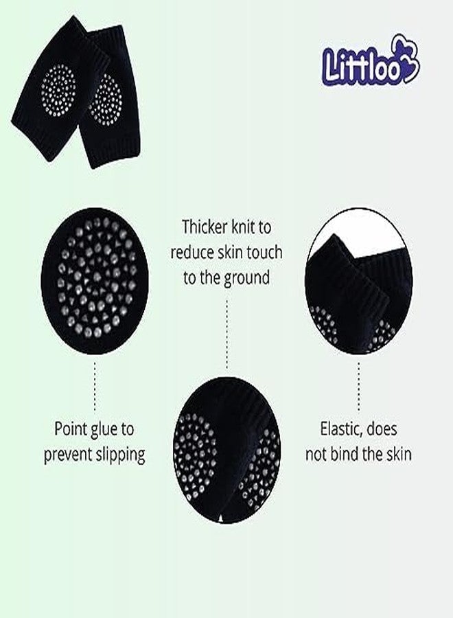 LITTLOO Baby Knee Socks & Crawling Socks (Pack of 4) Anti-Slip Knee & Elbow Protector Pads, Soft Cotton Elastic for Cushion & Knee Protection (Black) - Image 5