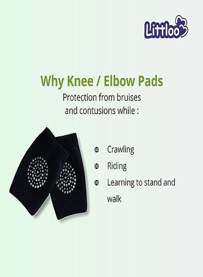LITTLOO Baby Knee Socks & Crawling Socks (Pack of 4) Anti-Slip Knee & Elbow Protector Pads, Soft Cotton Elastic for Cushion & Knee Protection (Black) - Image 4