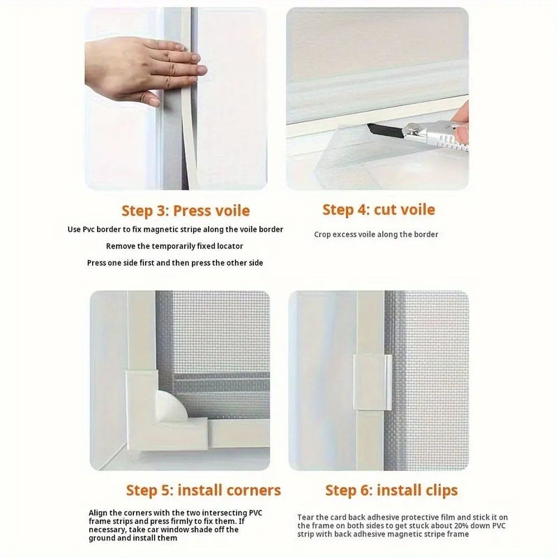A Set Of Magnetic Mesh Screen With White Frame And Gray Grid 80x130cm Highly Resistant To Insects Suitable For Home And Office Use Easy To Install Durable Invisible Screen - Image 4