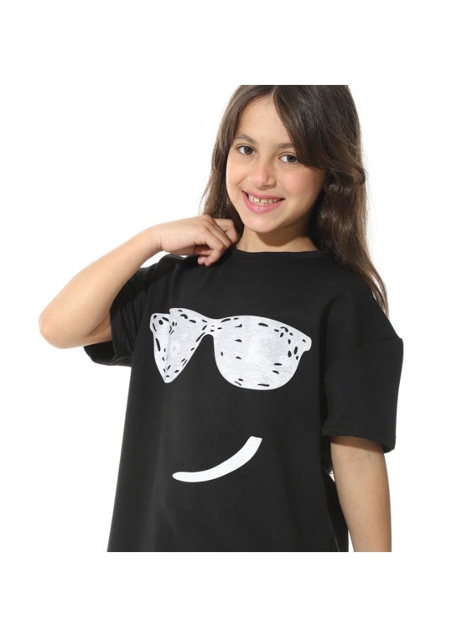 Red Circle Front Printed Pajama Set With Short 1434u - Image 5