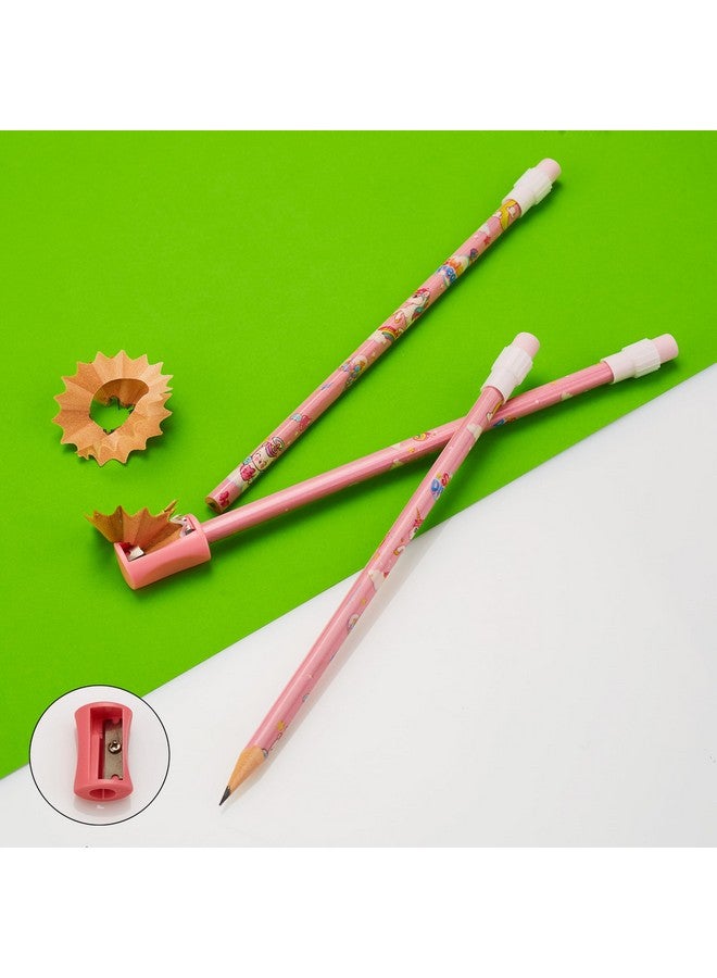 CherryBox Unicorn Pencils Stationary Kit - 12 Pencils Set with Grip Unicorn Eraser and Sharpner for Kids, Boys and Girls, Birthday Return Gift Stationary Set (Pink) - Image 5