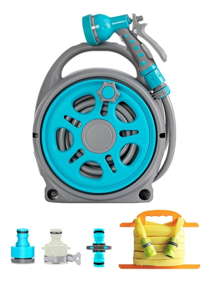 WALALLA Hose Reel Cart Garden Hose Reels for Outside Heavy Duty Portable Lightweight Garden Hose Cart, Hose Reel with Water Pipe, Extendable Water Pipe Storage Rack,16m Hose Cart+10m Pipe,Blue - Image 1
