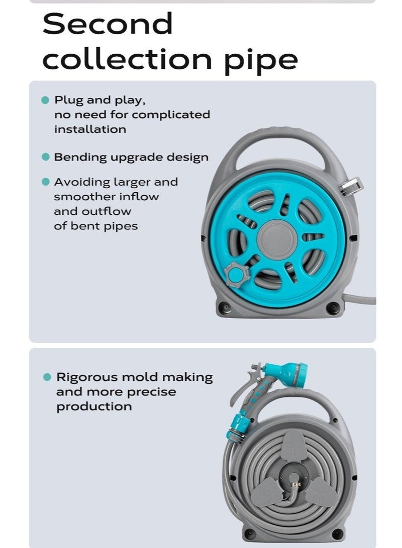 WALALLA Hose Reel Cart Garden Hose Reels for Outside Heavy Duty Portable Lightweight Garden Hose Cart, Hose Reel with Water Pipe, Extendable Water Pipe Storage Rack,16m Hose Cart+10m Pipe,Blue - Image 2