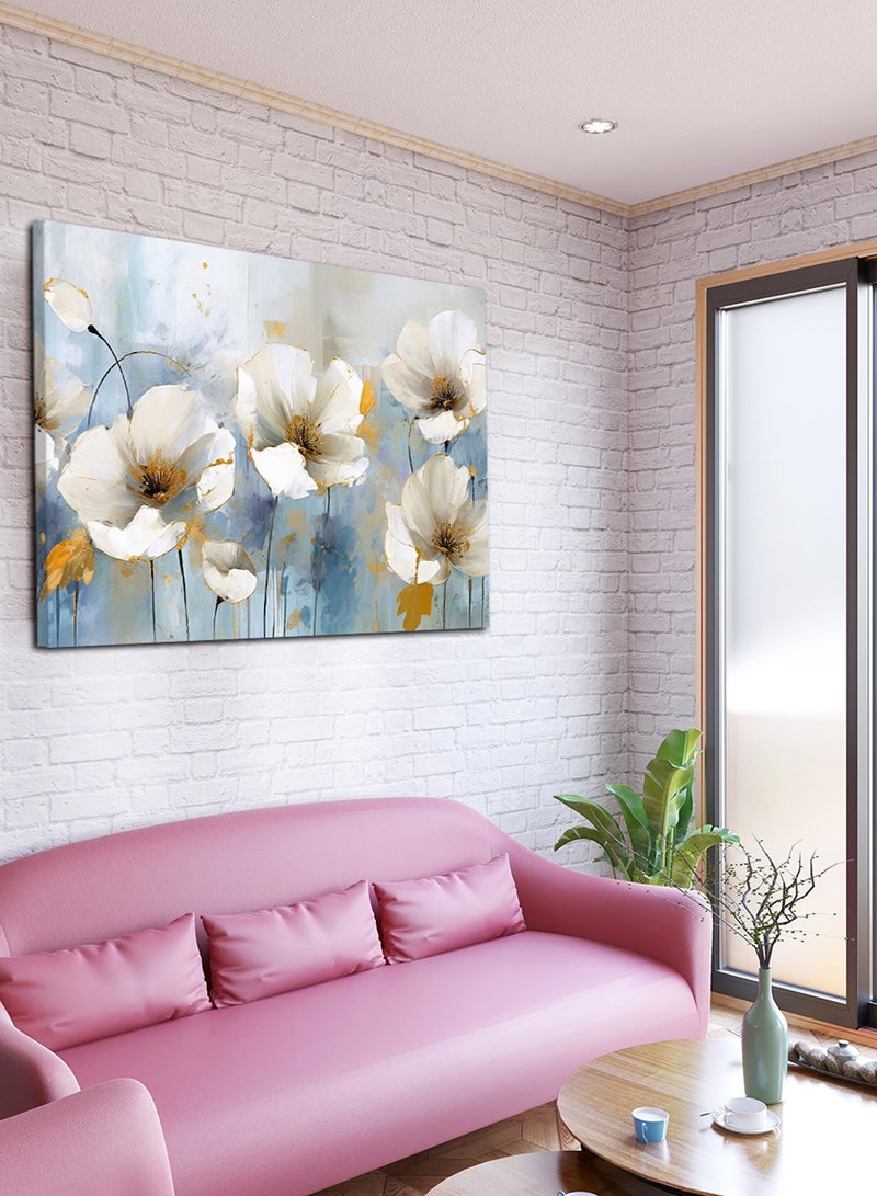 لوحة كانفاس على إطار خشبي بتصميم نمط فني من الزهور - Image 1