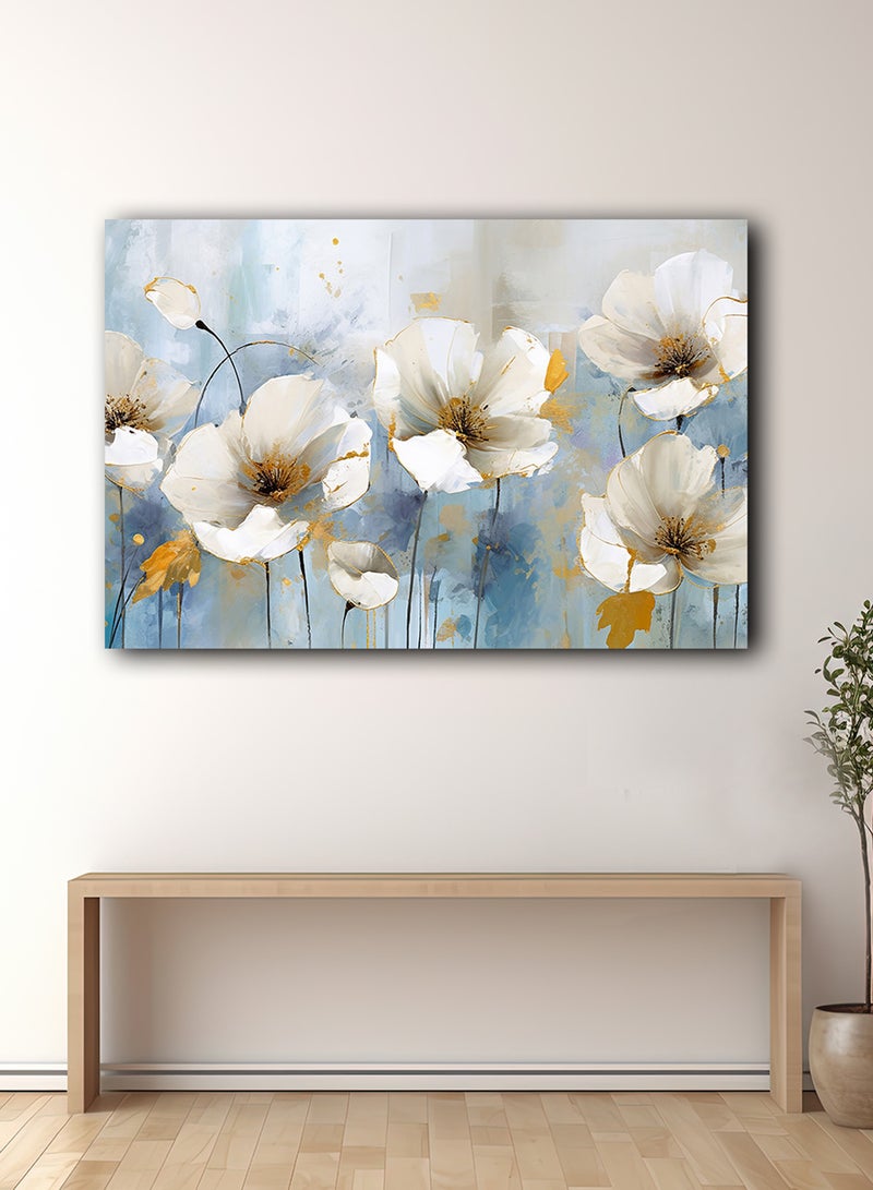 لوحة كانفاس على إطار خشبي بتصميم نمط فني من الزهور - Image 3