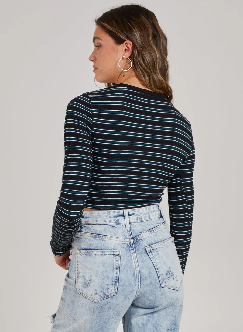 Pink Vanilla  Striped Long Sleeve Top for Women | Best Price UAE