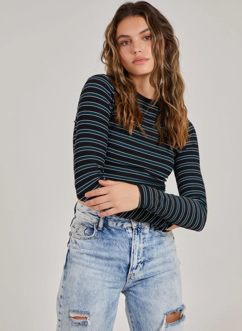 Pink Vanilla  Striped Long Sleeve Top for Women | Best Price UAE
