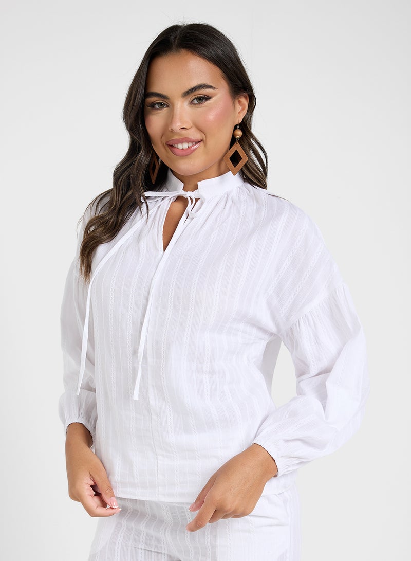 Ginger Tonal Stripe Blouse & Wide Leg Pant With Frill  - Image 3