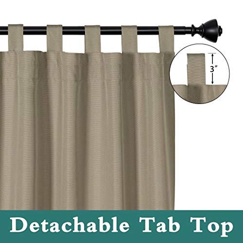 LORDTEX Indoor/Outdoor Curtains - Waterproof Tab Top Patio Curtains Sun Blocking Set of 2 Panels Thermal Insulated Curtain for Porch, Pergola, Cabana, Gazebo, 52 x 108 inch, Taupe - Image 3