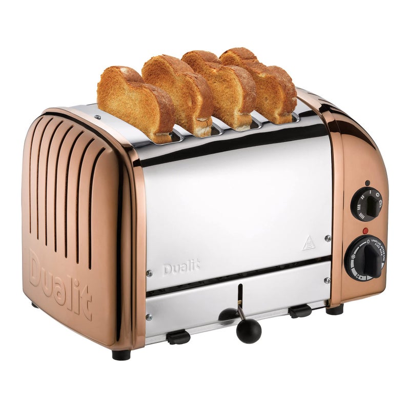 Dualit Dualit Classic 4 Slice NewGen Toaster  Stainless Steel  Hand Built in the UK  Replaceable ProHeat elements  Defrost Bread  Mechanical Timer  Copper Classic Toaster 
