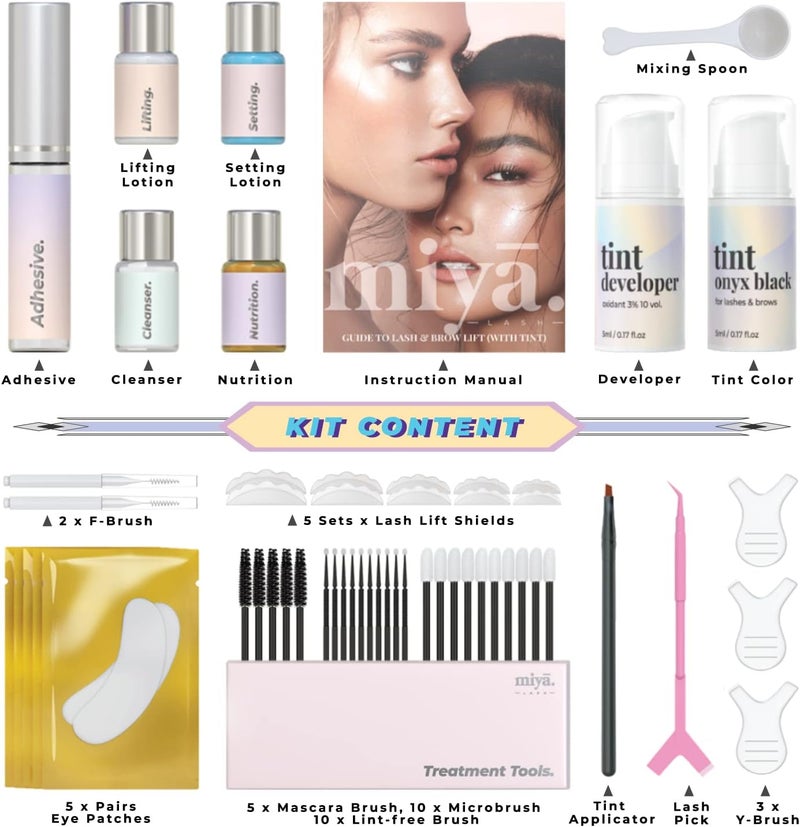 MIYA LASH All in 1 Eyelash and Eyebrow Lift Kit - Lash Lift and Tint, Brow Lamination and Tint, Keratin Lash Perm LVL, Beginner Friendly, All Tools Included - Image 3