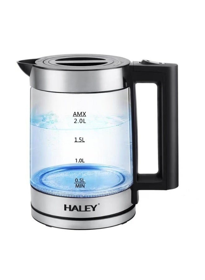 Haley غلاية كهربائية من الفولاذ المقاوم للصدأ سعة 2.2 لتر، بقوة 2000 واط، غليان سريع، غلاية محمولة للشاي والقهوة مزودة بخاصية الإيقاف التلقائي، وحماية من الغليان الجاف، وقاعدة دوارة 360 درجة، وتحكم ميكانيكي للاستخدام المنزلي والفندقي والمكتبي. - Image 3