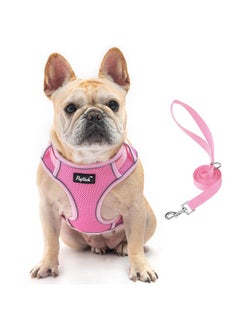 PUPTECK PUPTECK Dog Harness and Leash Set for Small Medium Dogs No Pull, Soft Mesh Adjustable Puppy Cat Harness Reflective at Night, Pink S  - Image 1