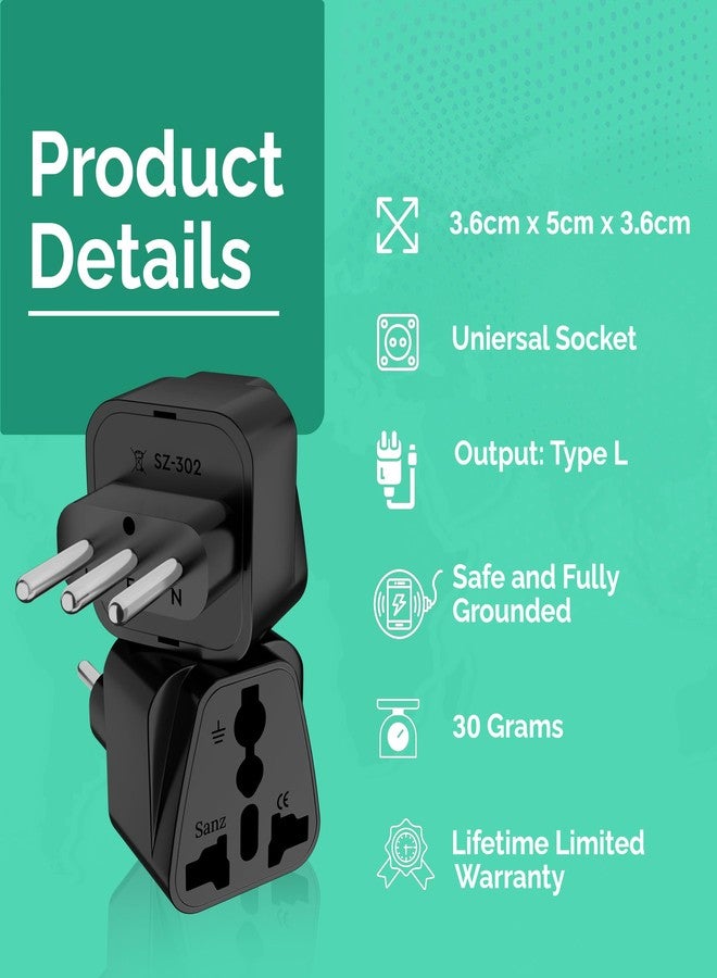 rts Italy Travel Plug Adapter, Chile Rome Ethiopia Libya Syria Tunisia Uruguay Universal Travel Plug Adapter Travel Essential (Type L - 5 Pack) for Cell Phones Laptops Camera Chargers iPhone Tablets More - Image 2