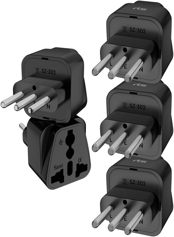 rts Italy Travel Plug Adapter, Chile Rome Ethiopia Libya Syria Tunisia Uruguay Universal Travel Plug Adapter Travel Essential (Type L - 5 Pack) for Cell Phones Laptops Camera Chargers iPhone Tablets More - Image 1