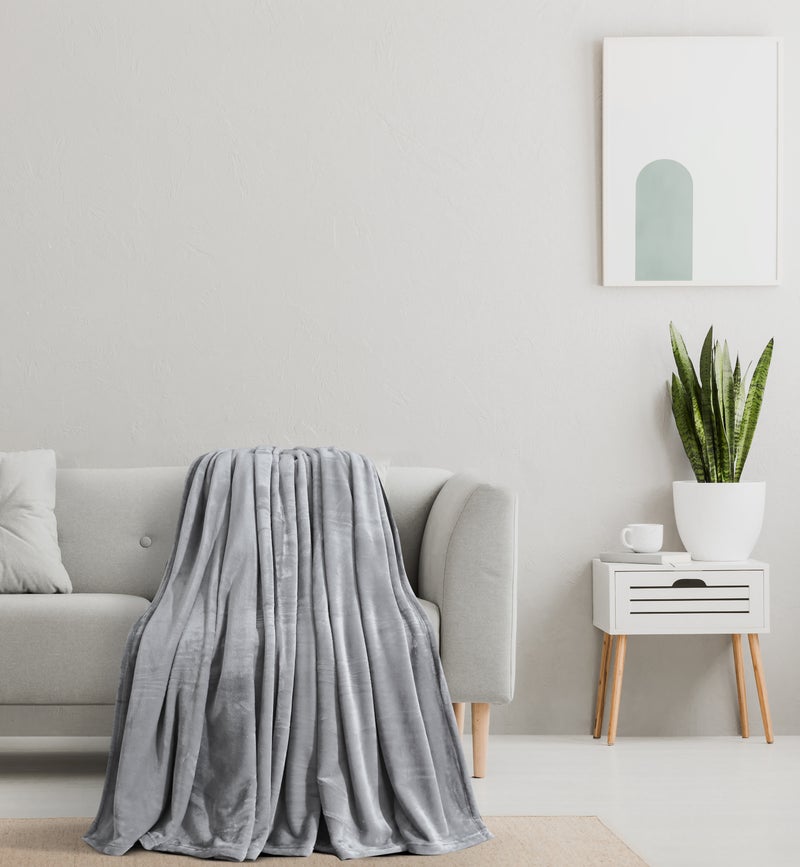 MORANO Viva Soft Throw Blanket | Single Size 150x220 cm | Lightweight 250 gsm | Color - Moonlight Silver | Ideal for Beds, Sofa or Travel - Image 1