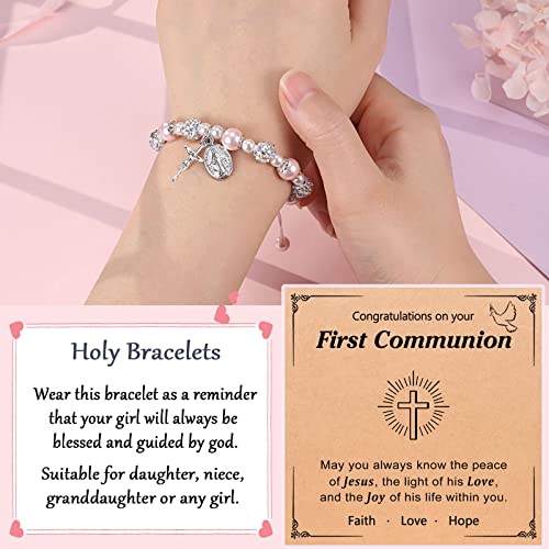 UNGENT THEM First Communion Gifts for Girls, Catholic First 1st Holy Communion Gifts for Girls Communion Bracelets, First Communion Decorations - Image 2